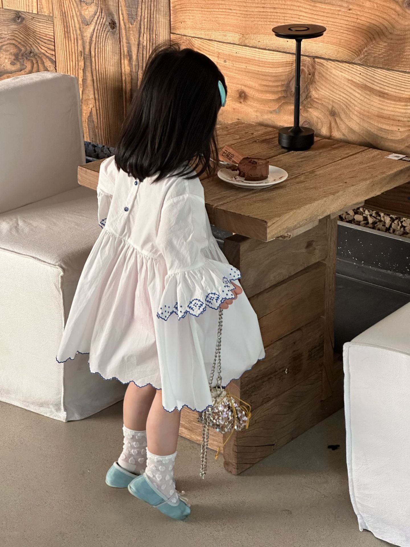 【90-140cm】小清新刺繡花邊連身裙