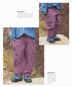 【100-160 cm】大口袋工裝褲復古直筒褲