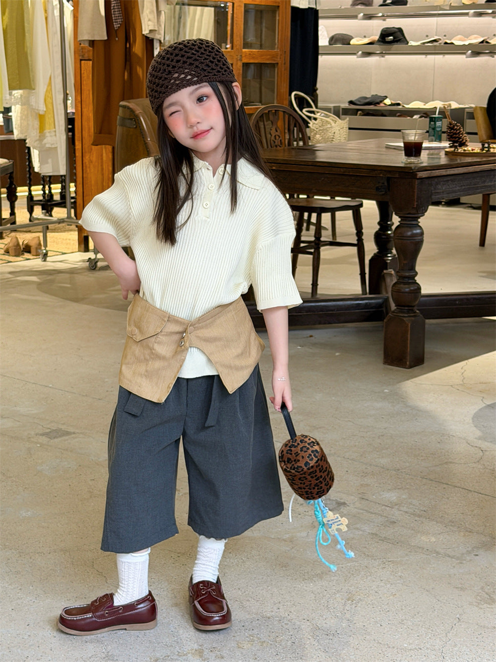 【90-150cm】韓版天絲涼感POLO衫短袖