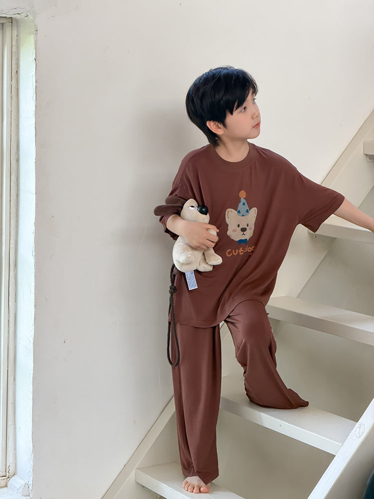 【100-170cm】4色-高彈卡通親膚莫代爾家居服套裝