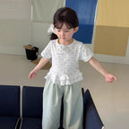 【90-140cm】(2色)韓版波點荷葉邊T