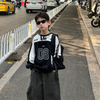 【90-160cm】帥氣街頭寬鬆撞色長袖純棉T