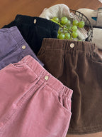 【現貨 90cm】柔軟坑條棉燈芯絨半身裙