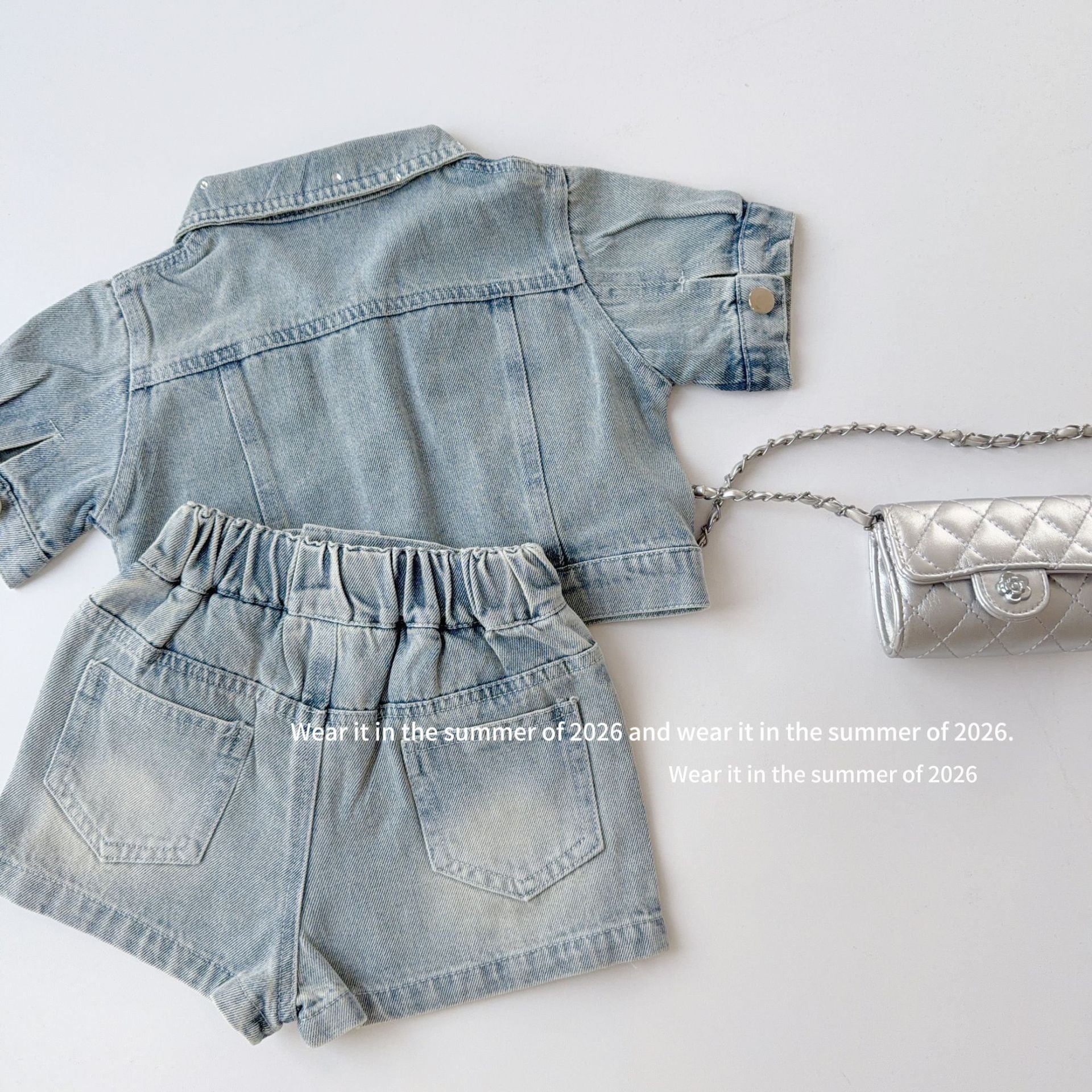 【90-150cm】美式復古重工牛仔套裝(帶安全褲)