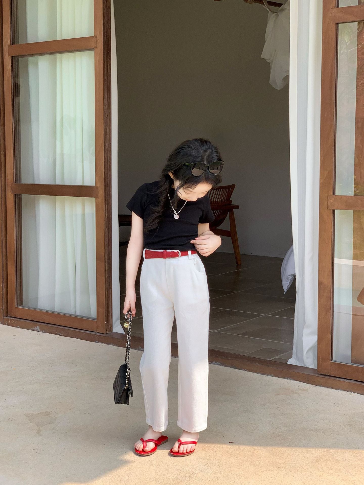 【90-150cm】美式牛仔棉窄直筒褲