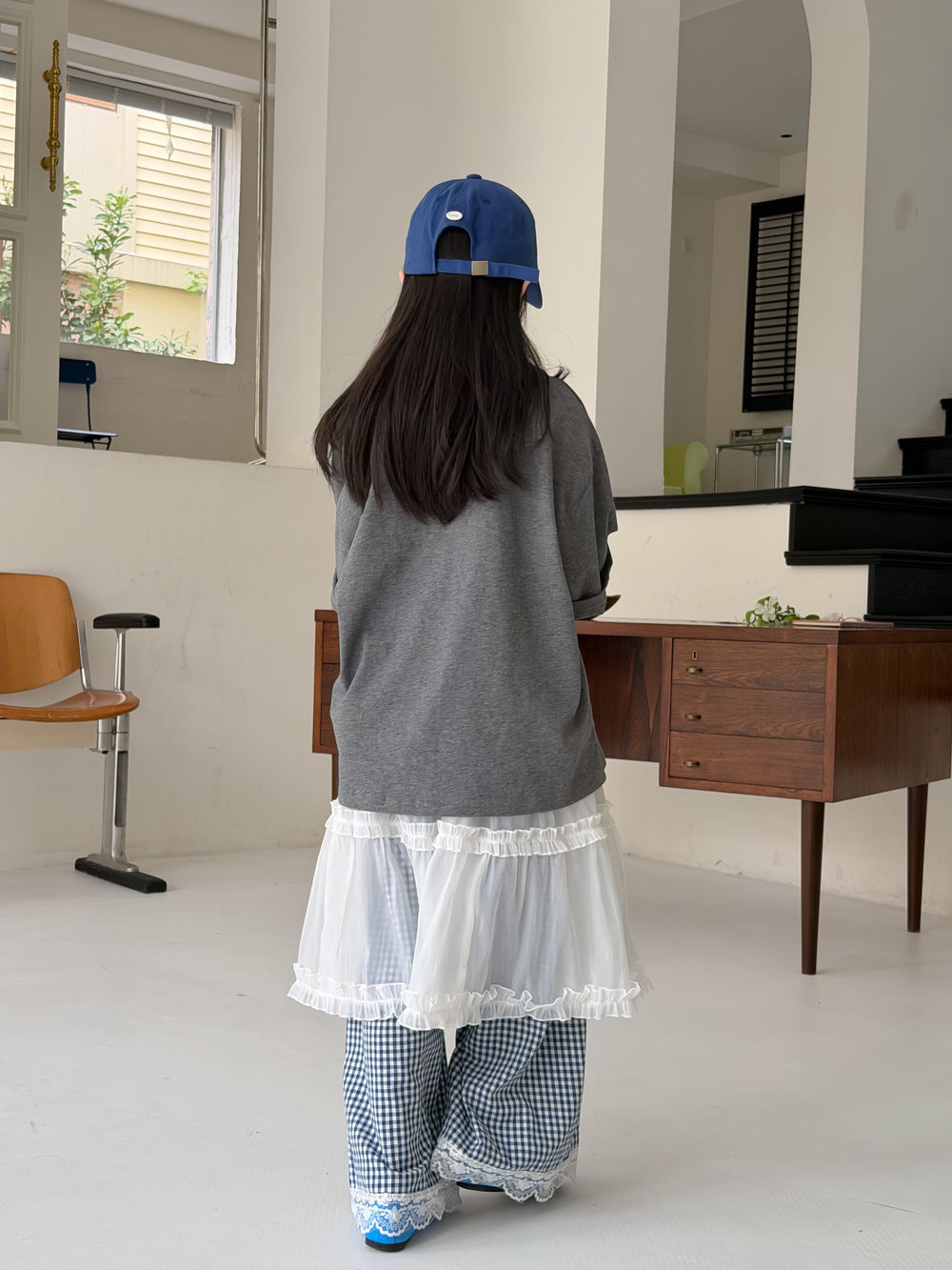 【100-160cm】韓版迪士尼印花短袖 | 花邊格子褲