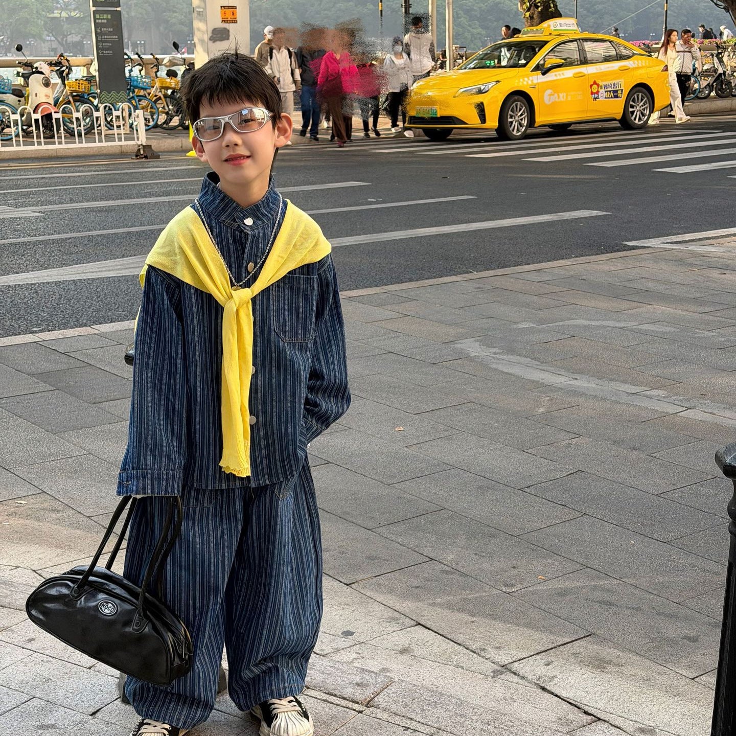 【90-160cm】條紋水洗牛仔套裝