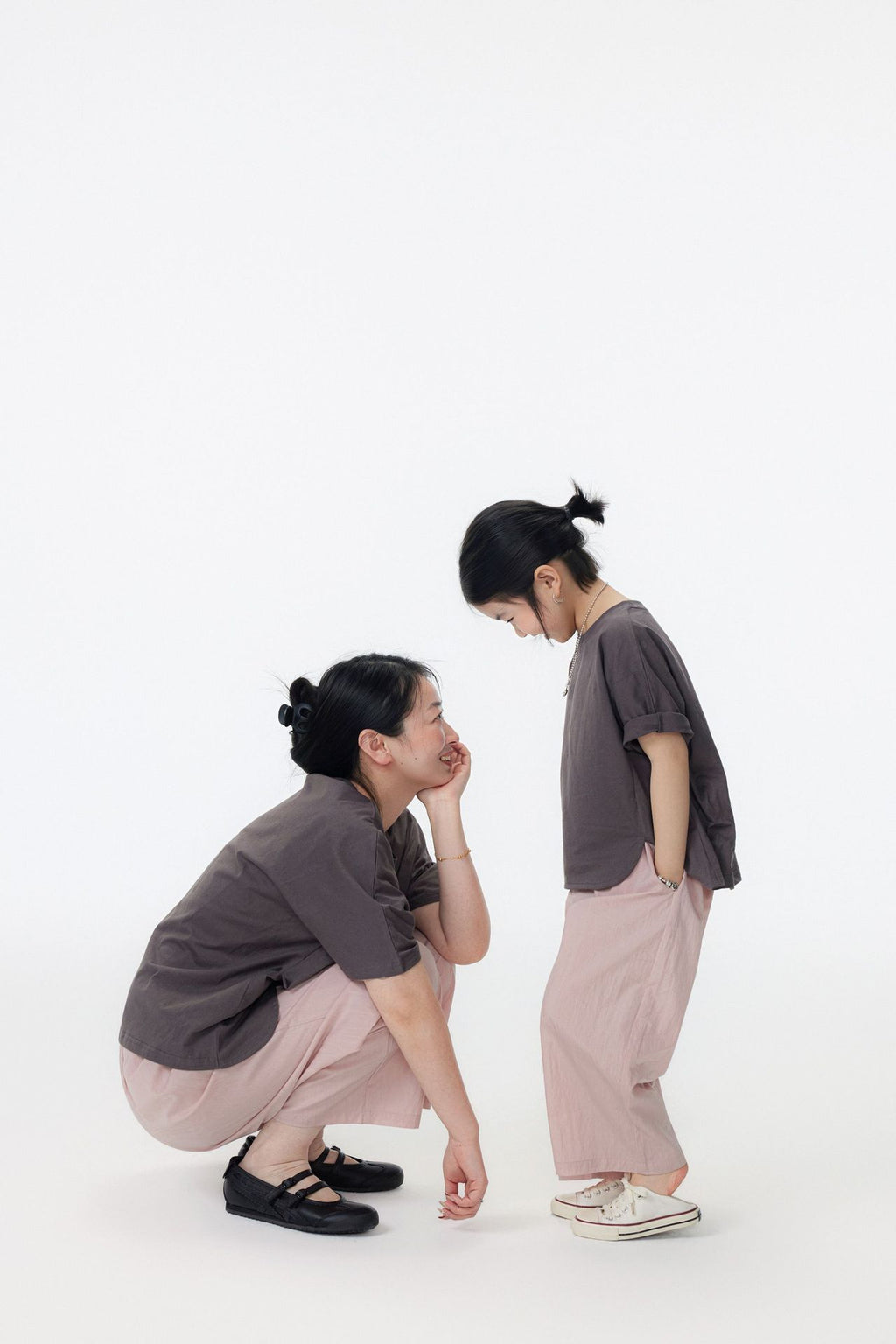 【90-150cm / M.L】【親子裝】日系前擺圓弧寬版短袖