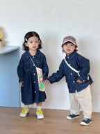 【80-150cm】牛仔連衣裙 | 牛仔襯衫外套