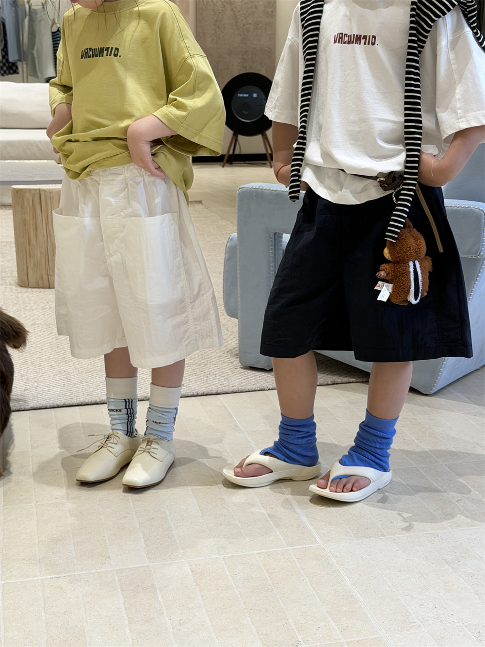 【90-150cm】韓版前大口袋休閒五分褲