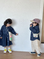 【80-150cm】牛仔連衣裙 | 牛仔襯衫外套