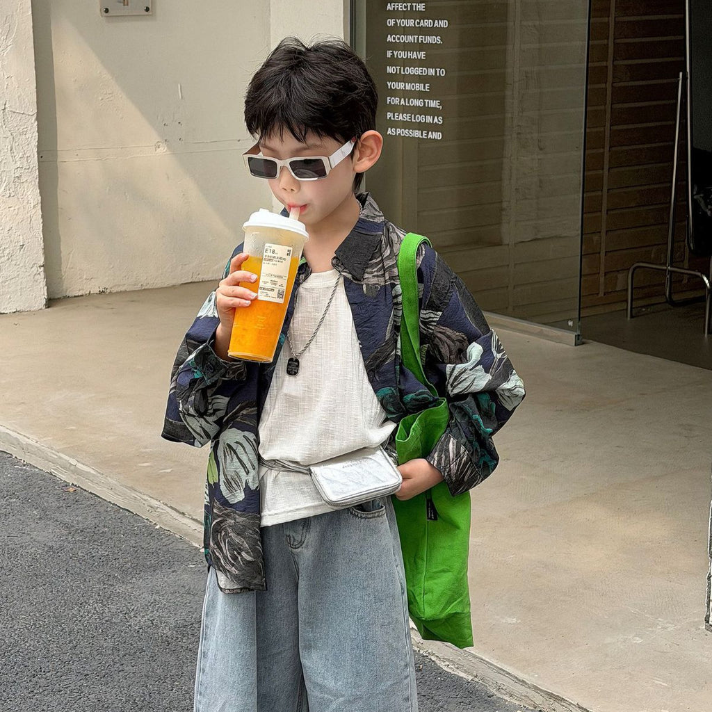 【90-160cm】潮帥抽象派藝術襯衫