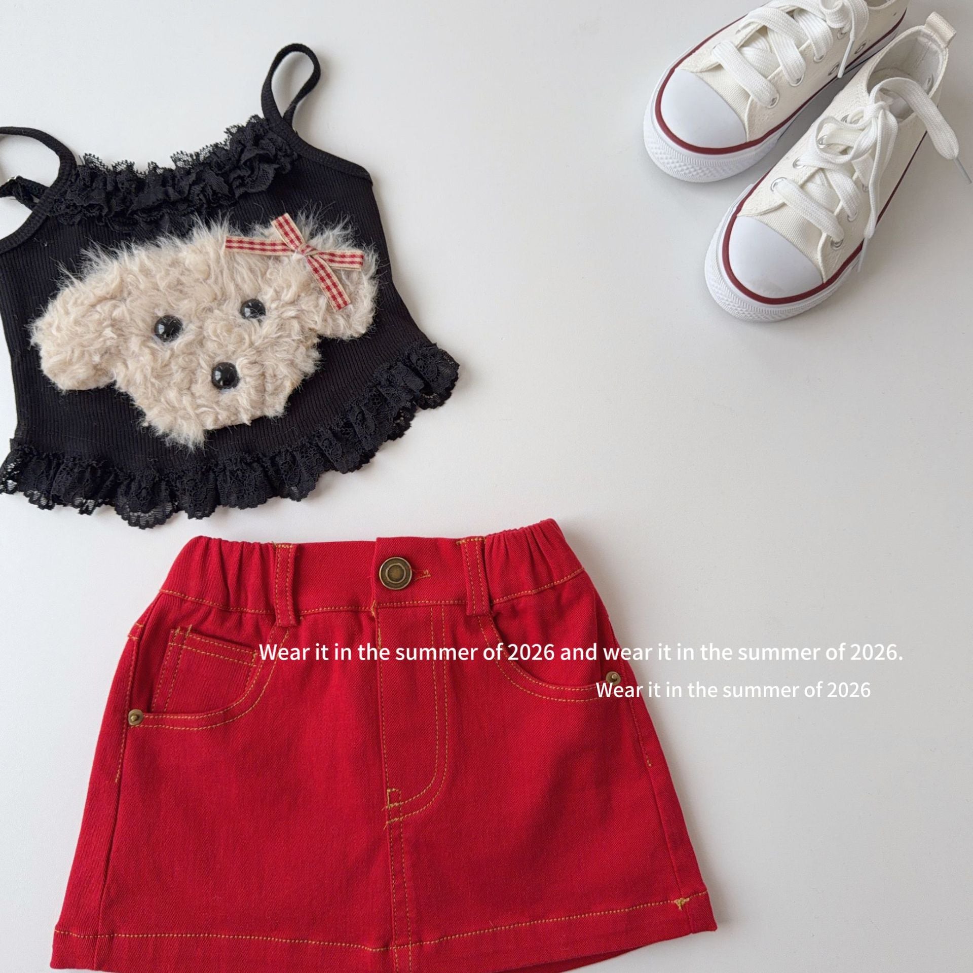 【90-150cm】明線A字短裙(帶安全褲)