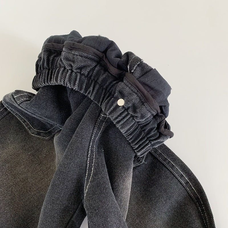 【現貨 90cm】純色口袋工裝牛仔直筒褲