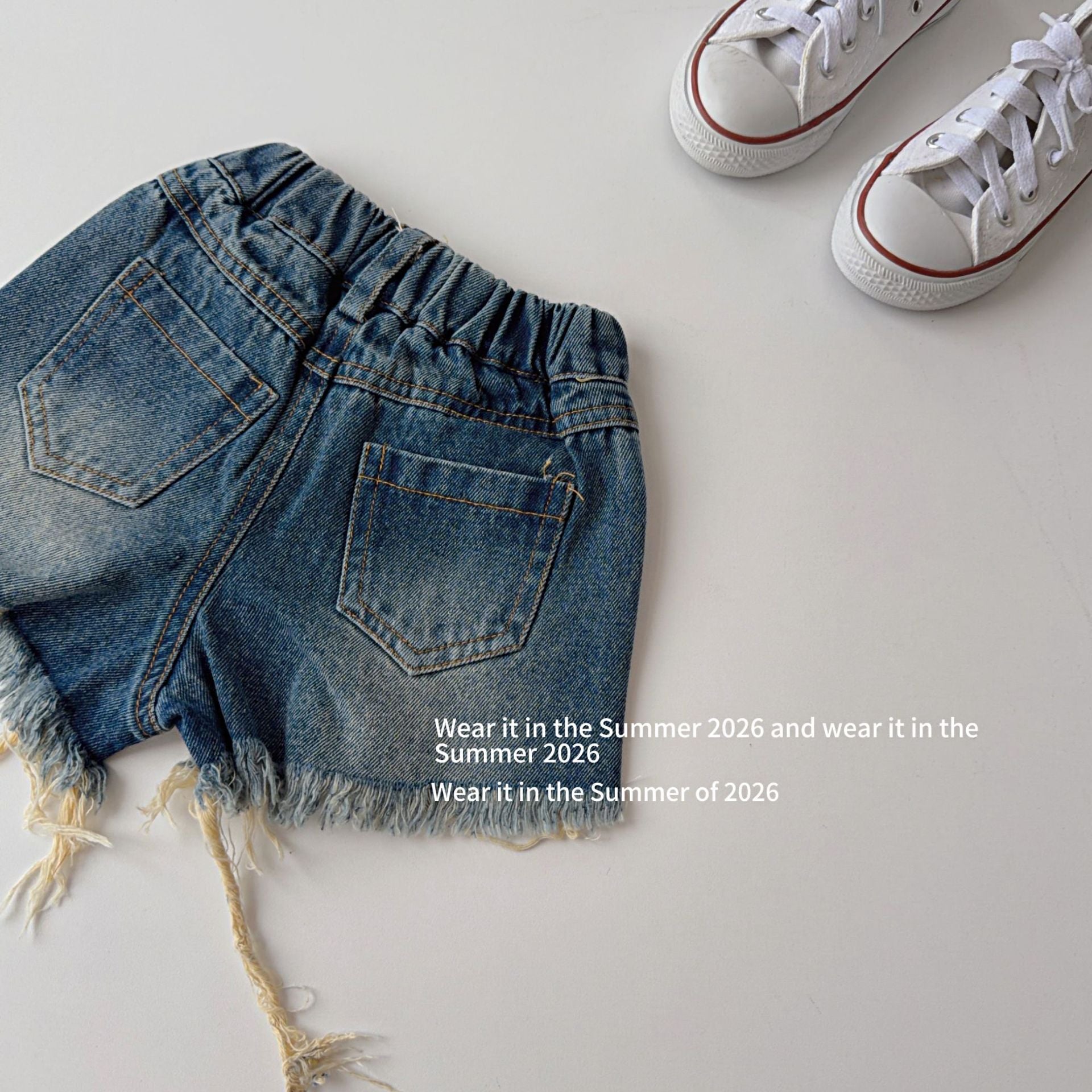 【90-150cm】y2k 復古破洞磨毛短褲