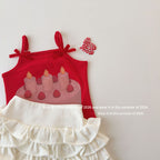 【90-150cm】立體小蛋糕紅色T