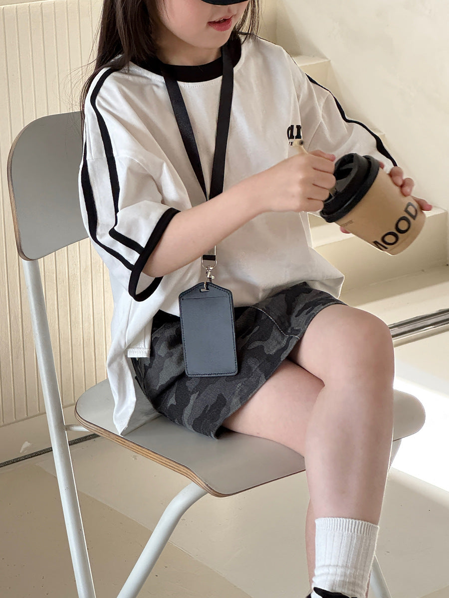 【100-150cm】高腰迷彩工裝牛仔半身裙