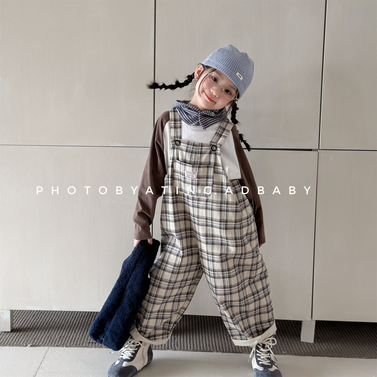 【80-130cm】(3色)寬鬆慵懶休閒吊帶褲