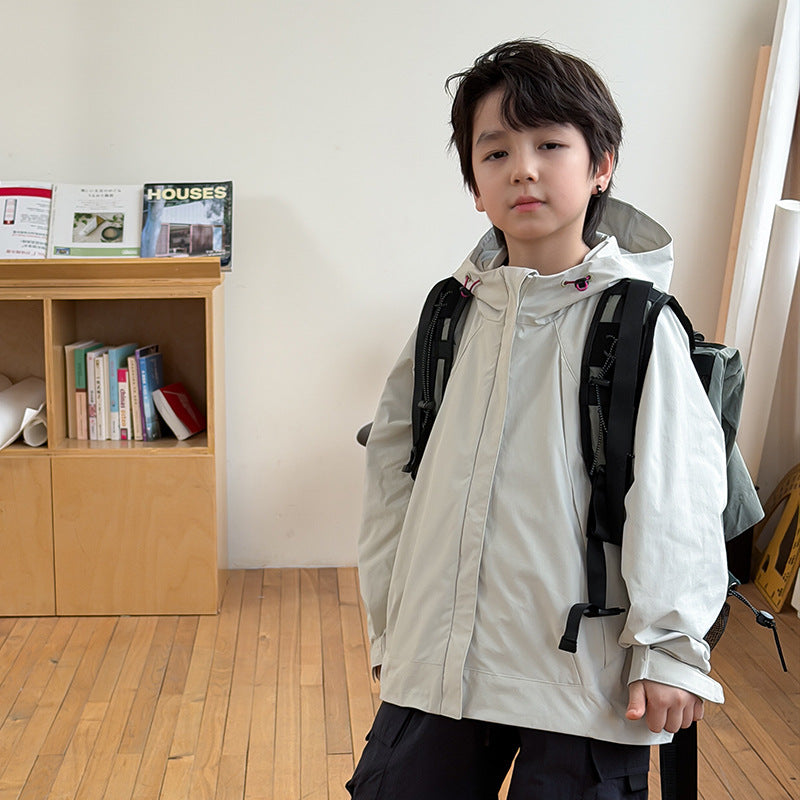 【100-170cm】帥氣連帽戶外防水衝鋒外套