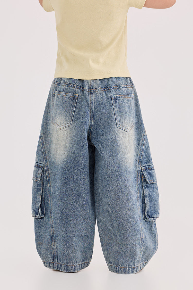 【90-150cm】工裝牛仔褲