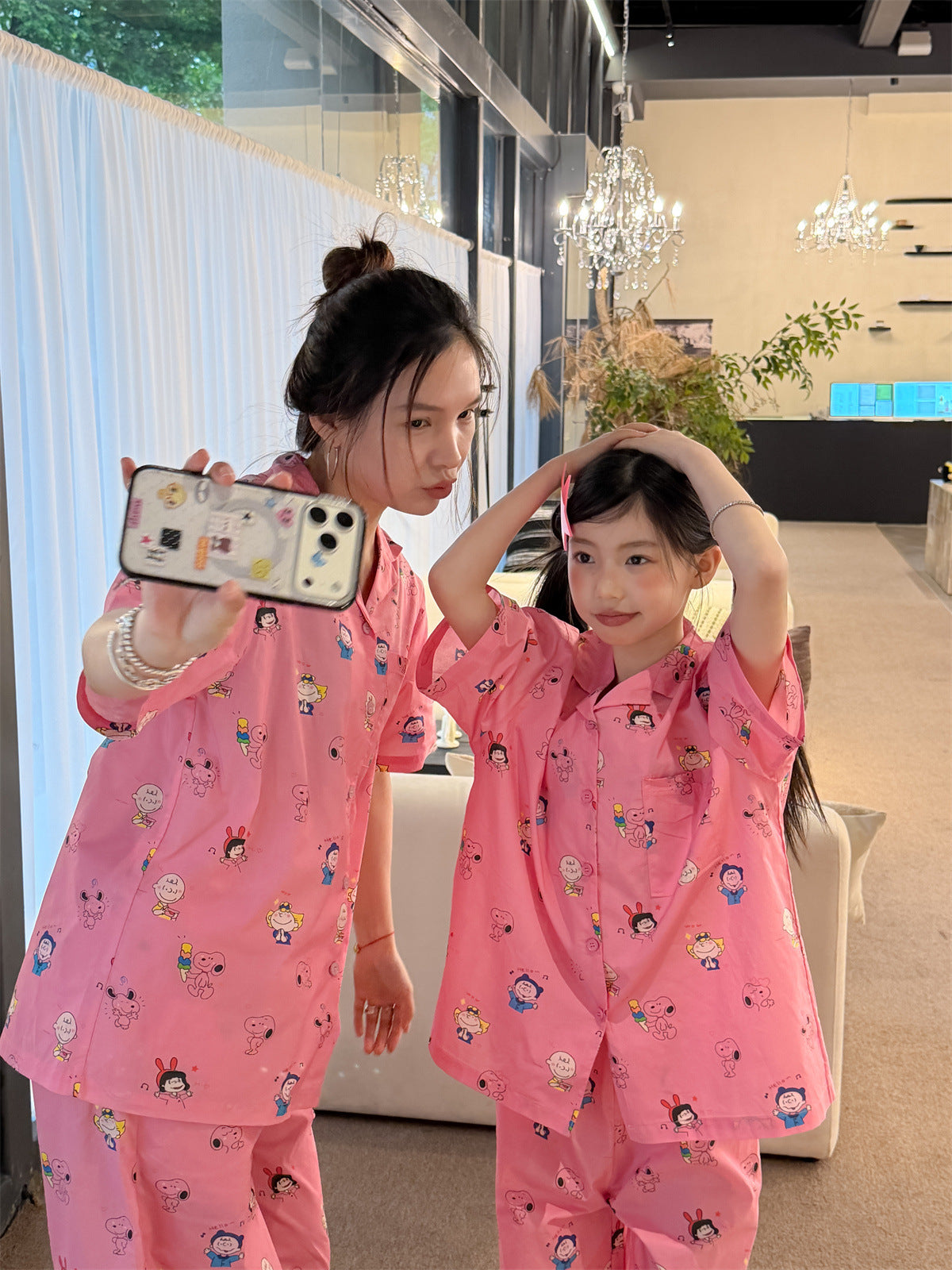 【100-160cm】【親子裝】卡通印花居家服套裝