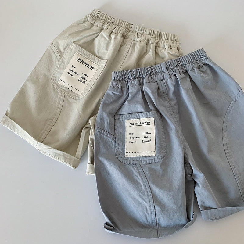 【80-130cm】韓版工裝貼布五分褲