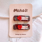 蝴蝶結格紋髮夾