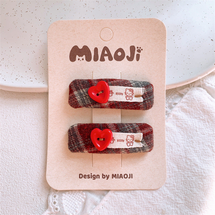 蝴蝶結格紋髮夾