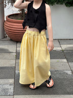 【90-140cm】雙排扣亞麻露背掛脖背心 | 亞麻闊腿褲