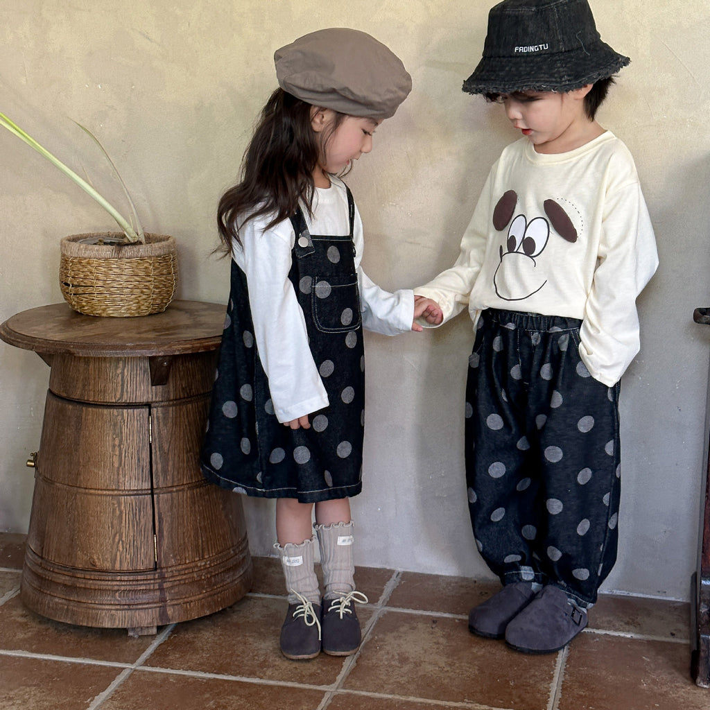 【現貨 80/120cm】波點牛仔褲 | 吊帶連衣裙