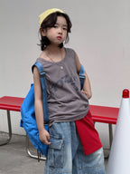 【100-160cm】做舊字母背心