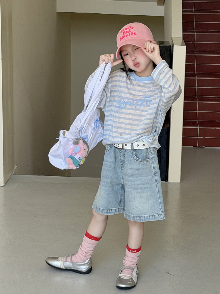 【100-170cm】4色-萊賽爾柔軟涼感條紋防曬上衣