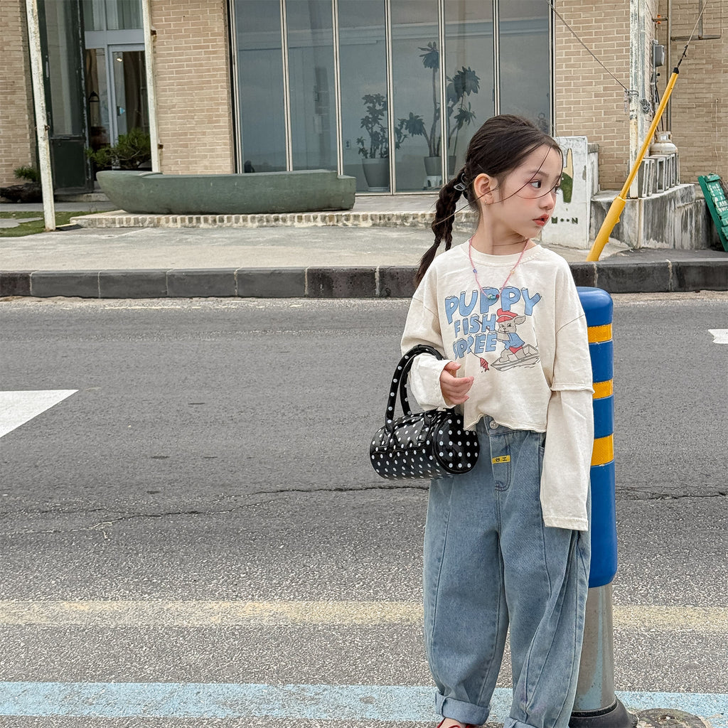 【80-130cm】韓版假兩件T