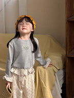 【90-140cm】一波點拼荷葉邊打底衫