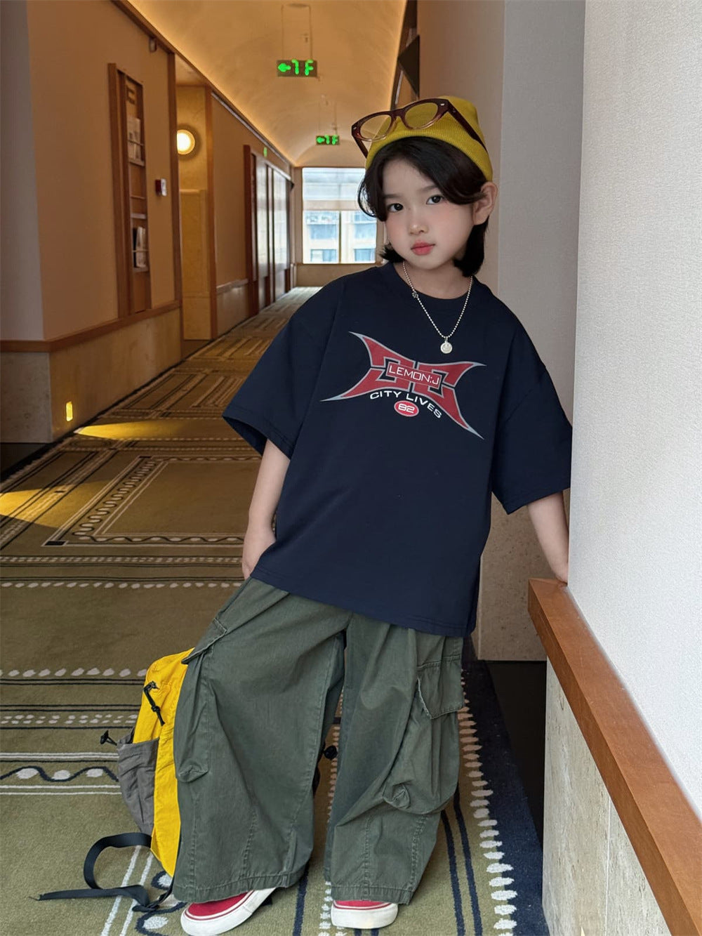 【100-160cm】美式印花寬鬆T
