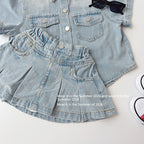 【90-150cm】牛仔短裙褲套裝