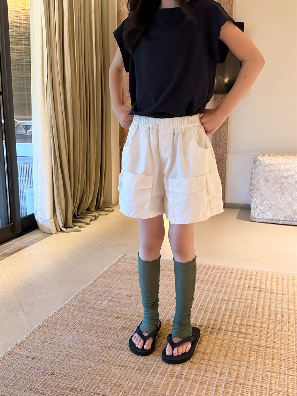 【100-160cm】口袋工裝短褲
