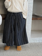 【80-140cm】豎條紋復古闊腿褲
