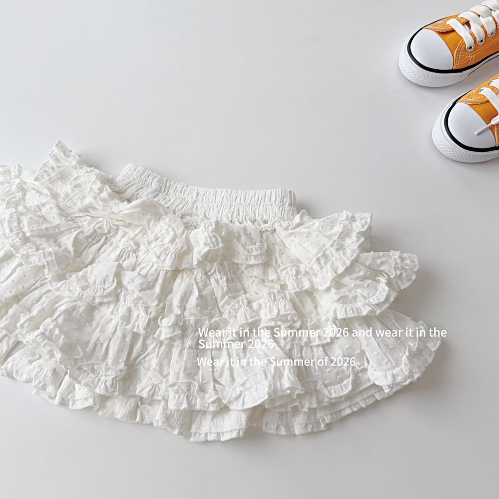 【90-150cm】多層褶皺木耳花邊褲裙