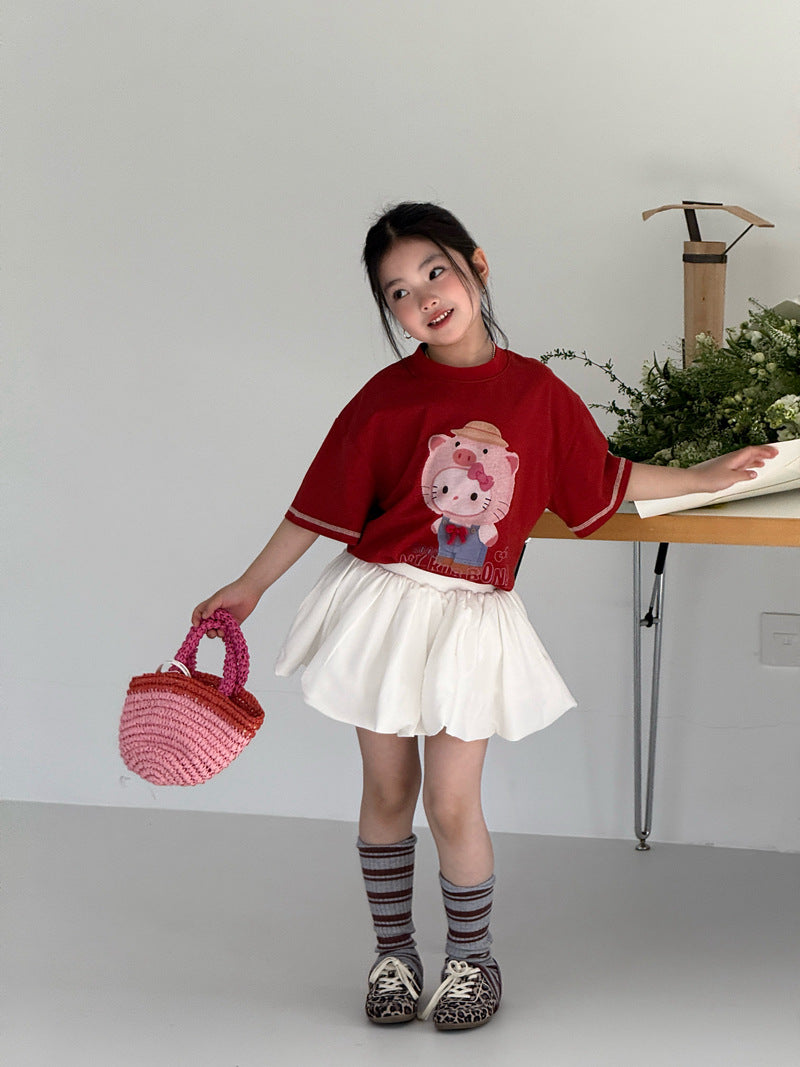 【120-160cm】雲朵蓬蓬感花苞 鬆緊腰燈籠裙