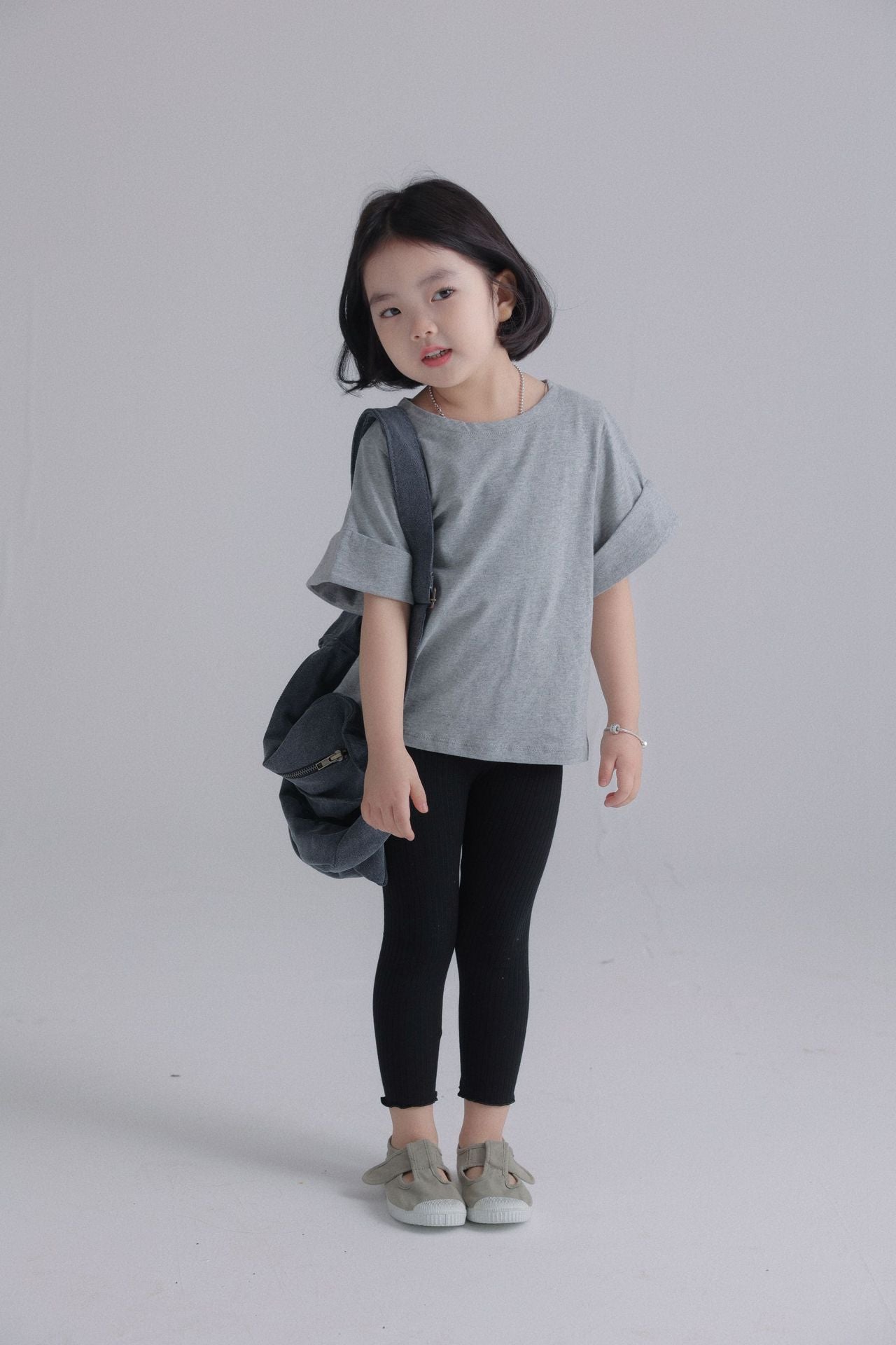 【90-150cm / F】【親子裝】日系薄款彈性坑條密邊打底褲