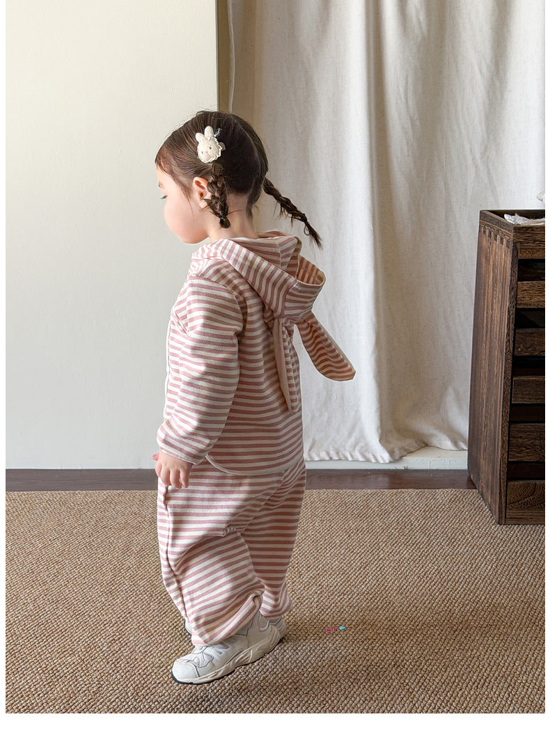 【73-110cm】條紋兔子套裝