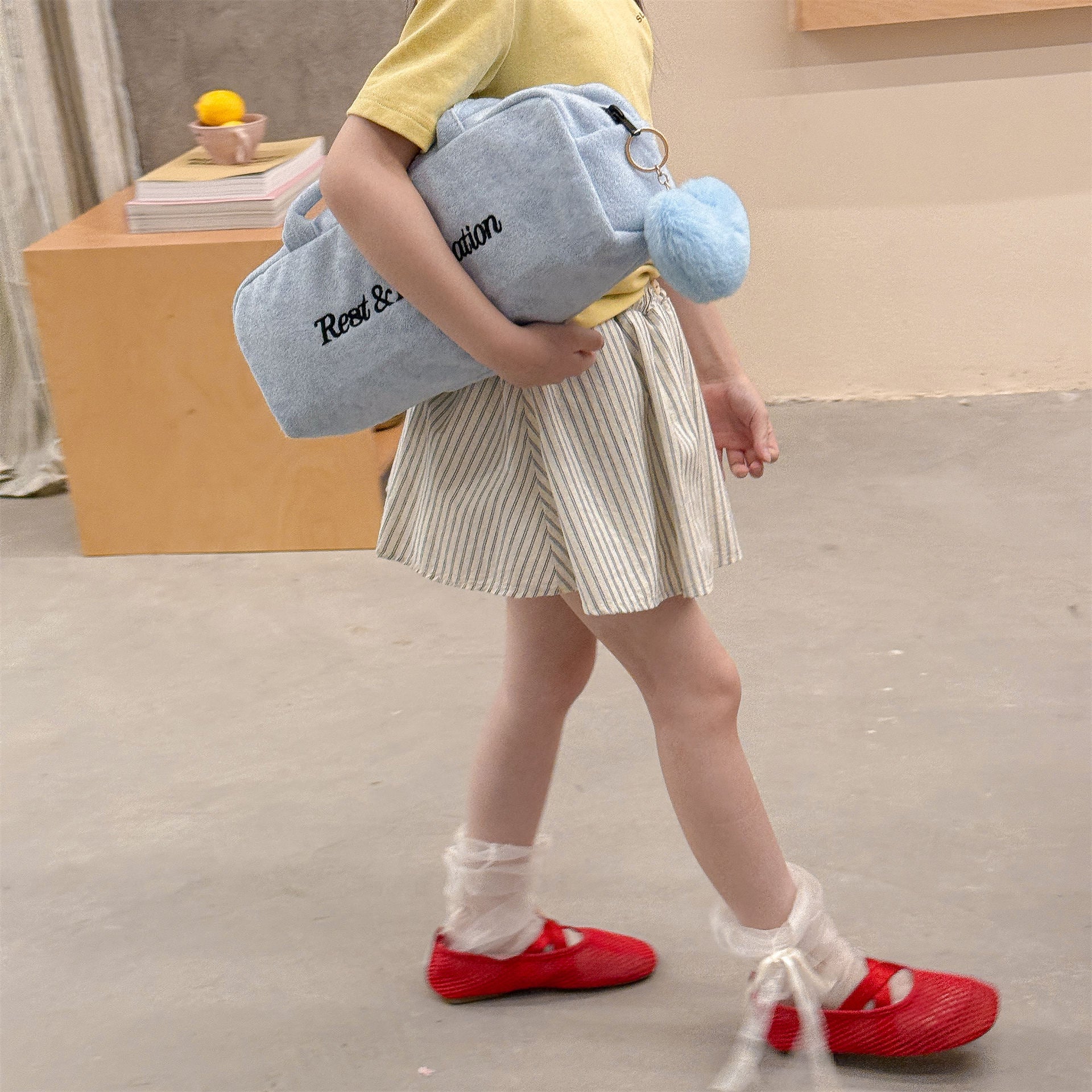 【80-130cm】韓版清新直條褲裙
