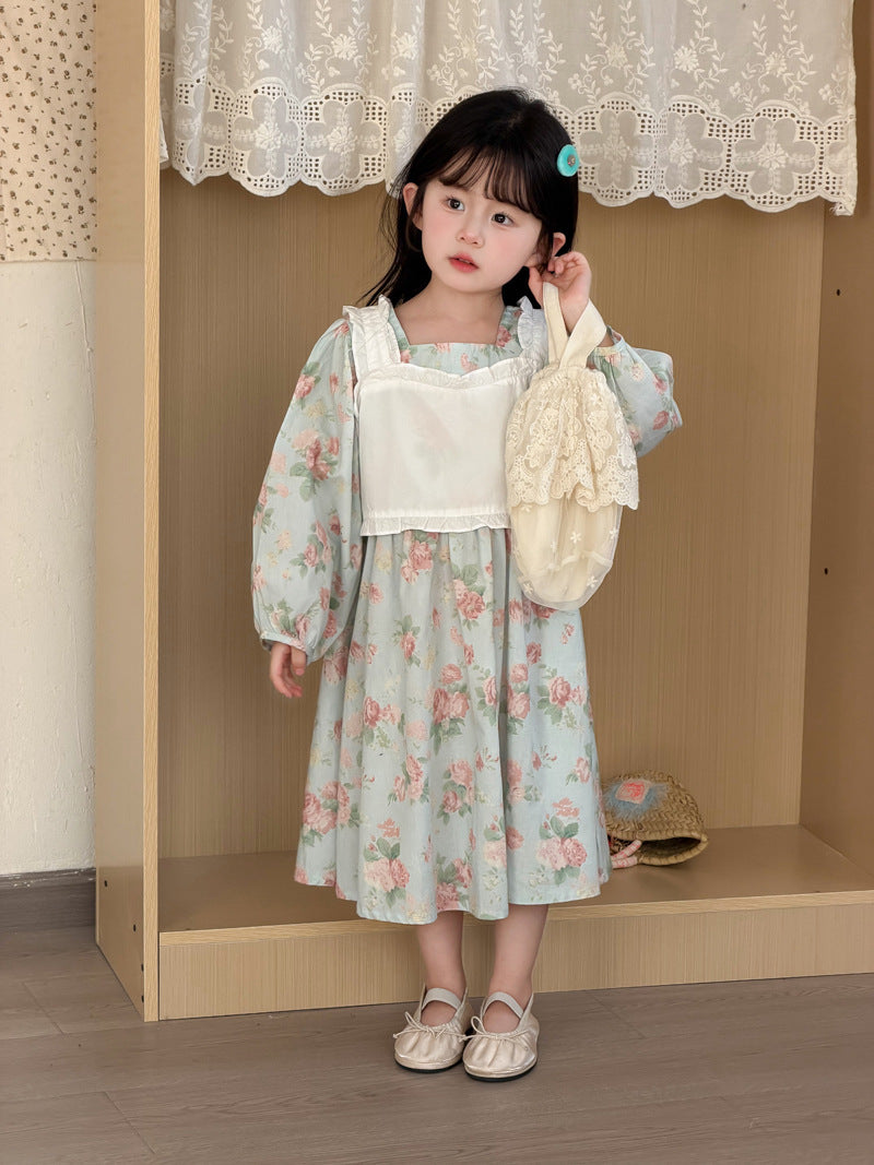 【90-140cm】罩衫吊帶棉布連身裙