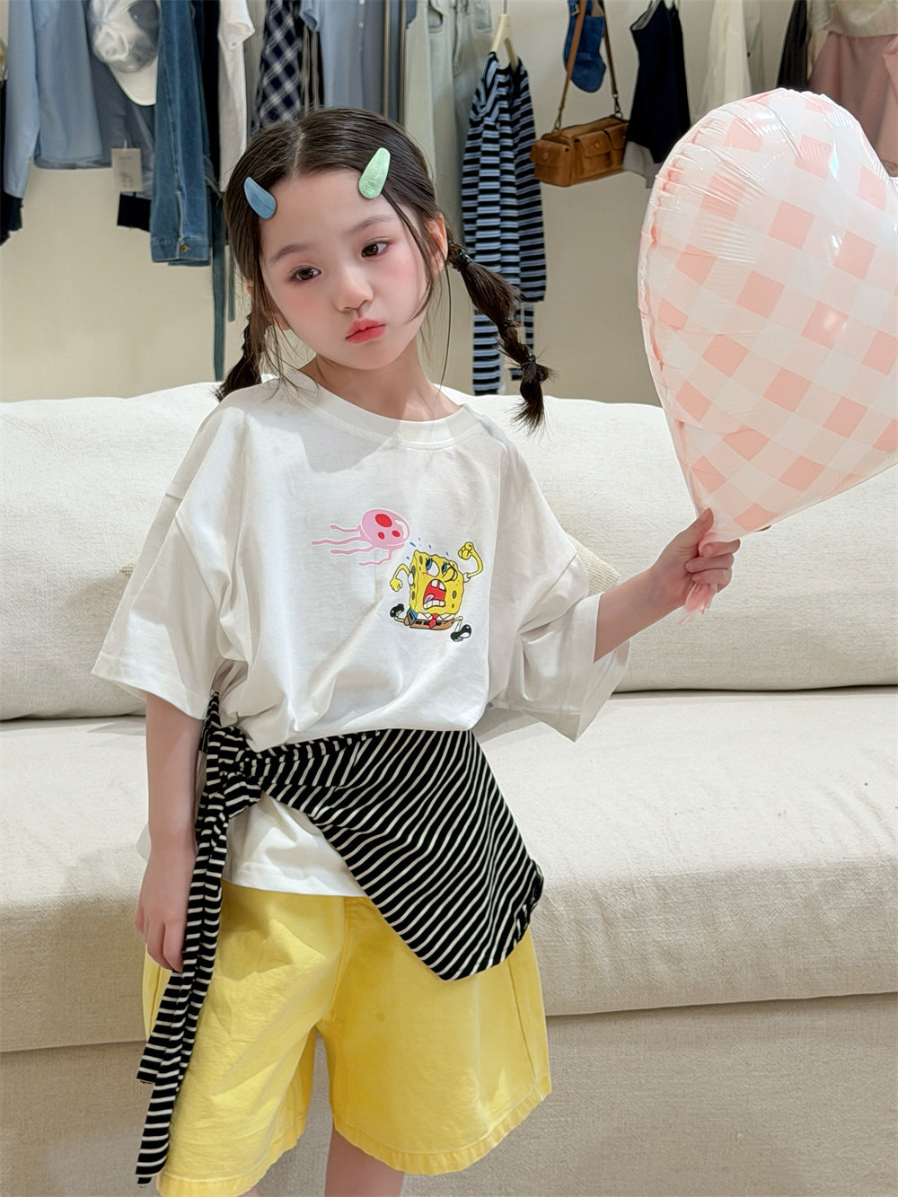【90-150cm】海綿寶寶印花T