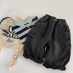 【現貨 90cm】純色口袋工裝牛仔直筒褲