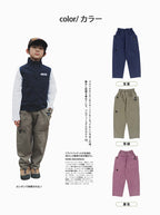 【100-160 cm】大口袋工裝褲復古直筒褲