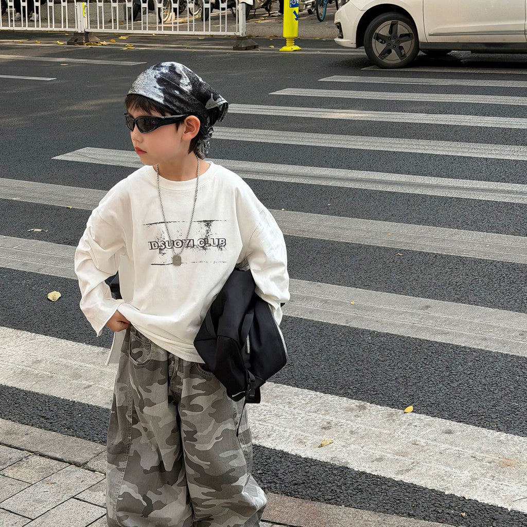 【90-160cm】字母破洞設計感T