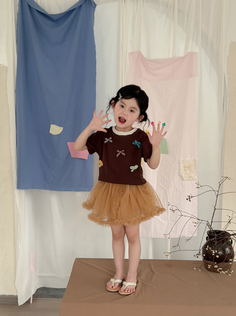 【90-140cm】韓版彩色蝴蝶結T