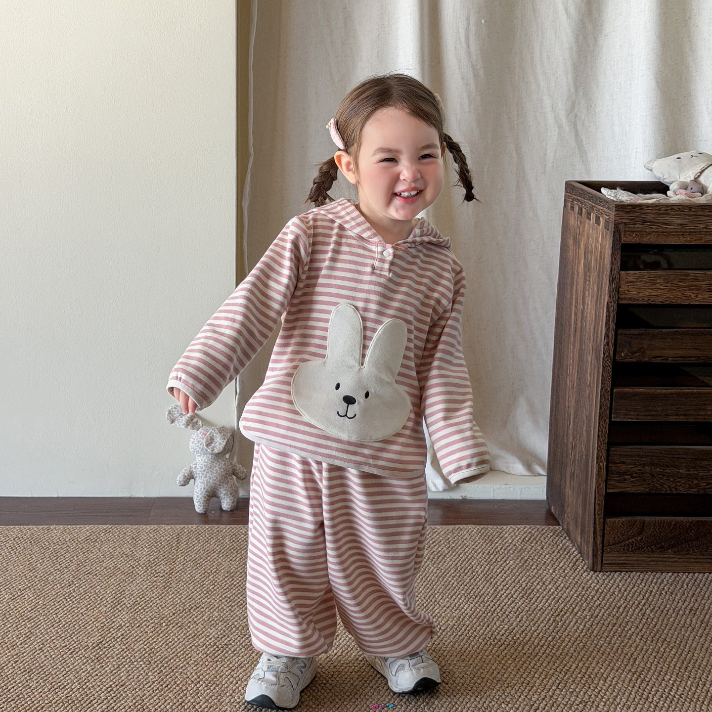 【73-110cm】條紋兔子套裝